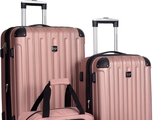 Travelers Club Midtown Hardside Luggage Travel, Rose Gold, 4-Piece Set