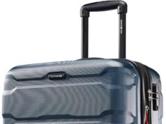 Samsonite Omni PC Hardside Expandable Luggage with Spinner Wheels, Checked-Medium 24-Inch, Teal