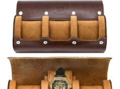 Watch Travel Case – for Men – for Women – Watch Roll Travel Case Organizer Display – Watch Case – Watch Organizer – Swiss Motif Classy Espresso