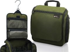 D&D Hanging Travel Toiletry Bag for Men and Women – Large Cosmetics, Makeup and Toiletries Organizer Kit with 10 Compartments, YKK Zippers, XXL Metal Swivel Hook, Water-Resistant Nylon