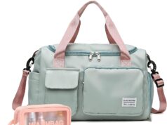 Small Gym Bag for Women, Travel Duffle Bag Carry On Weekender Bag with Shoe Compartment