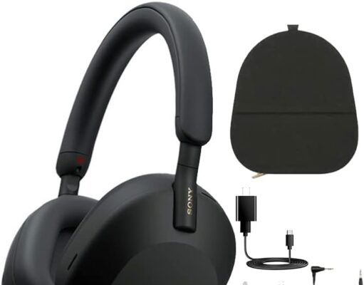 Sony WH-1000XM5 Noise Canceling Wireless Over-Ear Headphones (Black) & Case (Renewed)