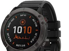 Garmin fenix 6X Pro Solar, Premium Multisport GPS Watch with Solar Charging Capabilities, Features Mapping, Music, Grade-Adjusted Pace Guidance and Pulse Ox Sensors, Dark Gray with Black Band