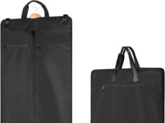 Univivi 43″Garment Bags for Travel Wrinkle Free Suit Bag for Men Women with Leather Buckle, Foldable Garment Bags for Hanging Clothes with 3 Zipper Pockets and 2 Carry Handles for Suit, Coats, Shirt