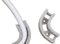 4 Piece Fits 3/8” RO Water Line Tubing 90 Degree Bend Elbow Conduit with Matching Screws, Gray, ROWT-C48-G