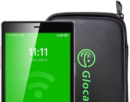 GlocalMe G4 Pro 4G LTE Mobile Hotspot Router & Protective Case, with US 8GB & Global 1.1GB Data, 5” Touch Screen LCD Display Portable WiFi Hotspot for Travel, No Contract, SIMFREE, Pocket WiFi Device