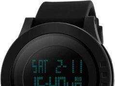 Digital Sport Watch Large Face LED Simple Military Electronic Wristwatch for Running with Back Light and Calendar Waterproof for Men Women – Black