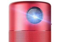 Nebula Capsule, by Anker, Smart Wi-Fi Mini Projector, Red, 100 ANSI Lumen Portable Projector, 360° Speaker, Movie Projector, 100 Inch Picture, 4-Hour Video Playtime, Outdoor Projector (Renewed)