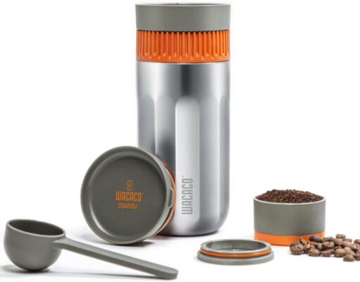 WACACO Pipamoka Portable Coffee Maker, Coffee brewer, All-in-one Vacuum Pressured,Insulated Travel Mug, Hand Powered and Filter Pressure Brewer, Stainless Steel Thermo Cup, 10 fl oz