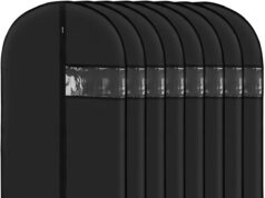 Garment Bags for Hanging Clothes (8 packs,43 inches) Washable Black Suit Bags for Closet Storage and Travel with Clear Window