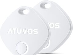 ATUVOS Luggage Tracker & Key Finder 2 Pack, Smart Bluetooth Tracker Pairs with Apple Find My (iOS Only), Item Finders for Key, Wallet, Suitcases, Bags, Waterproof IP67, Replaceable Battery, Anti-Lost