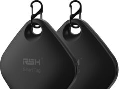 Key Finder Bluetooth Luggage Tracker tag Locator Works with Apple Find My,Smart Tracker for Suitcase, Bag, Backpack, Wallet,Replaceable Battery Smart tag Item Finder (2 Black Tag & Case)