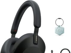 Sony WH-1000XM5 Wireless Noise Canceling Over-Ear Headphones (Black) Bundle with My Bluetooth Locator Keychain Finder (2 Items)