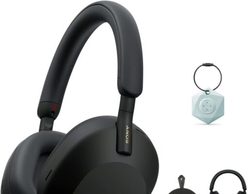 Sony WH-1000XM5 Wireless Noise Canceling Over-Ear Headphones (Black) Bundle with My Bluetooth Locator Keychain Finder (2 Items)