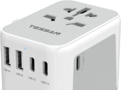 TESSAN Universal Travel Adapter, International Power Adapter 5.6A 3 USB C 2 USB A Ports, Plug Adaptor Travel Worldwide, Travel Charger Outlet Converter for Europe UK EU AUS (Type C/G/A/I)