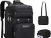 Maelstrom Travel Backpack for Women Men,25L Laptop Backpack Fits 17-Inch Laptop,Waterproof Carry On Backpack for Airplanes with Detachable Crossbody Bag&Shoe Compartment,Black, Medium