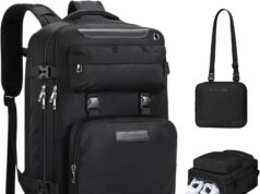 Maelstrom Travel Backpack for Women Men,25L Laptop Backpack Fits 17-Inch Laptop,Waterproof Carry On Backpack for Airplanes with Detachable Crossbody Bag&Shoe Compartment,Black, Medium