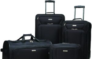 American Tourister Fieldbrook XLT Softside Upright Luggage, Black, 4-Piece Set (BB/WD/21/25 UP)