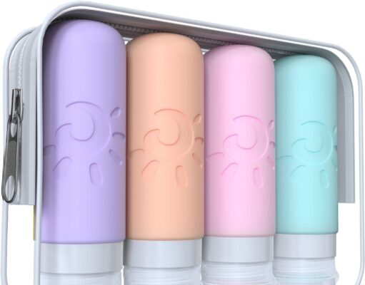 Travel Bottles for Toiletries, TSA Approved Travel Containers 3oz Leak Proof Travel Tubs Refillable Liquid Travel Accessories for Shampoo Conditioner Lotion Body Wash(Multicolored C)