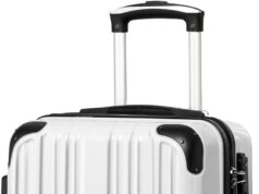 Coolife Luggage Expandable(only 28″) Suitcase PC+ABS Spinner 20in 24in 28in Carry on (white grid new, S(20in)_carry on)