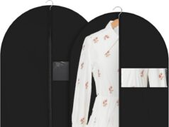 Black PEVA Lightweight Garment Bag for Hanging Clothes, Breathable Garment Covers for Dance Costume, Gowns Winter Long Coats, Suitable for Shirts, Jackets, Closet Storage(24 x 47 Inches)