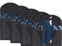 Univivi Garment Bag Suit Bag for Storage and Travel 43 inch, Washable Suit Cover for T-Shirt, Jacket, Suits, Coats, Set of 5, Oxford Fabrics