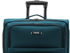 U.S. Traveler Anzio Softside Expandable Spinner Luggage, Teal, Checked-Large 30-Inch