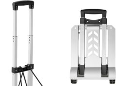 KEDSUM Folding Hand Truck with 4 Wheels and Advanced Tank Wheels, Aluminum Panel Foldable Hand Truck and Dolly, Portable 270 LBS Lightweight Utility Luggage Cart for Travel, Shopping, Office Use