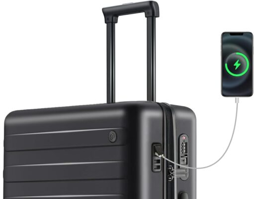 Carry on Luggage 22x14x9in Airline Approved with USB Port, 20 Inch Hardshell Spinner Hardside Suitcase with Wheels, TSA Lock for 3-5 Days Travel Quick Getaway Business, 38L, Pirate Black