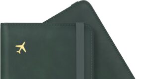 Stouchi Passport Holder with Airtag Slot, Airtag Passport Wallet for Men, Slim Leather Passport Holder Case Family for Travel Anti-Lost, Green