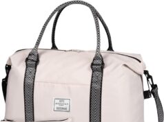 ESMNONA Duffle Bag for Travel, Travel Bags for Women with Multi Pocket Dry Wet Separated Design, 18x14x8 Inches Travel Bag with Toiletry Bag for Airplane Travel, Trip, Gym, Labor And Delivery, Beige