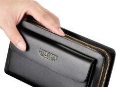 Mens Large Long Leather Clutch Hand Bag Wallet Purse Travel Passport Business Cell Phone Holster Credit Card Holder Wallets