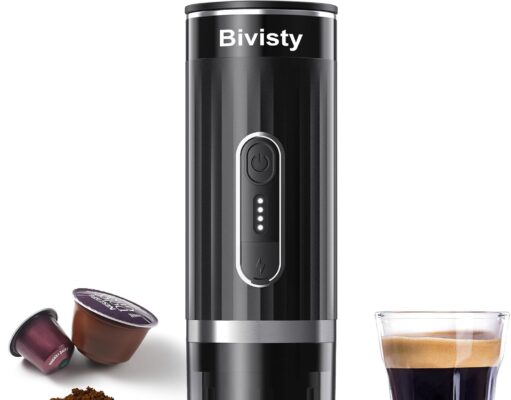 Portable Espresso Maker for Travel, Camping Coffee Machine, Electric Self-Heating With USB-C, Ground Coffee Compatible with Nespresso & Dolce Gusto for RV, Outdoor, Office (black)