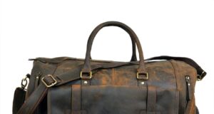 24 Inch Genuine Leather Duffle Bag for Men Travel Overnight Weekender Leather Duffel Bags Sports Gym Duffel for Men and Women Carry On Luggage for Traveling