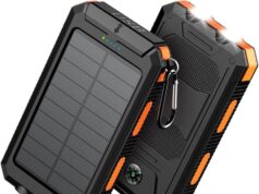 Feeke Solar-Charger-Power-Bank – 36800mAh Portable Charger,QC3.0 Fast Charger Dual USB Port Built-in Led Flashlight and Compass for All Cell Phone and Electronic Devices (Orange)