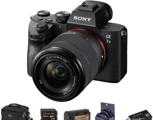 Sony Alpha a7 III 24MP UHD 4K Mirrorless Camera with 28-70mm Lens – Bundle 32GB SDHC U3 Card, Camera Case, 55mm Filter Kit, Spare Battery, Cleaning Kit, Memory wallet, Card Reader, PC Software Package
