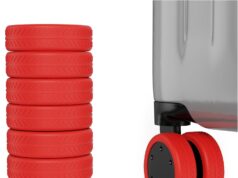 AWINNER 8 Pack Luggage Wheels Covers – Silicone Luggage Wheel Protector Covers for most 8 Spinner Wheel Suitcases or Office Chair Caster,Durable,Mute and Shock Absorption (Red)