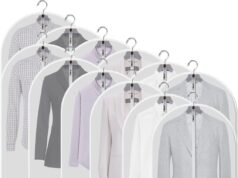 Clear Garment Bags Clothes Covers Protecting Dusts (Set of 12) for Storage Plastic Garment Bags Hanging Clothes Bags Dress Bag for Gowns Long with Zipper for Closet – 24” x 40”/12 Pack