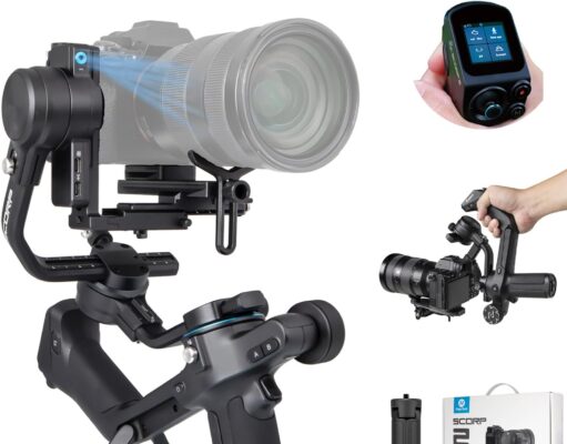 FeiyuTech SCORP 2 Gimbal Stabilizer for DSLR and Mirrorless Camera, Integrated Al Tracking Sensor, 3-Axis Camera Stabilizer for Sony Canon Panasonic Nikon, 2.5kg Payload Touch Screen Vertical Shooting