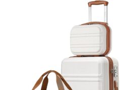 Kono Luggage Set 4 Piece Carry On Hardside Luggage with TSA Lock Spinner Wheels Carry On Suitcase Cream White
