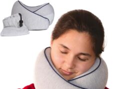 Memory Foam Travel Pillow | Provides Real Support to Head, Neck, and Chin | Best Firm Airplane Pillow for Long Flights