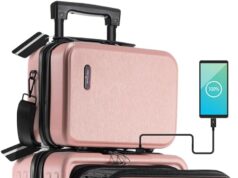 22 Inch Carry On Luggage 22x14x9 Airline Approved, Carry On Suitcase with Wheels, Hard-shell Carry-on Luggage, Pink Small Suitcase, Hardside Luggage Carry On with Cosmetic Carry On Bag