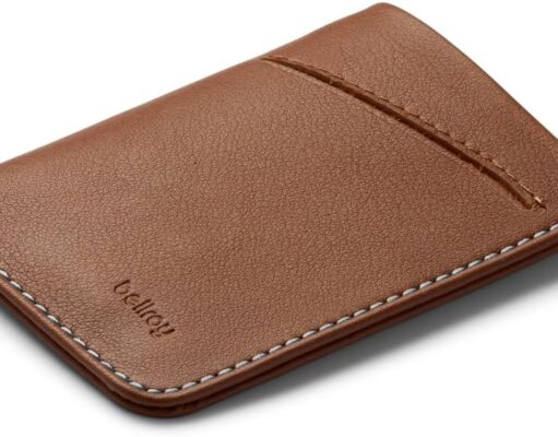 Bellroy Card Sleeve (Premium Leather Card Holder or Minimalist Wallet, Holds 2-8 Cards or Business Cards, Folded Note Storage) – Hazelnut