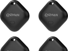 Key Finder, Wallet Tracker Works with Apple Find My (iOS only), Replaceable Battery, Water-Resistant, Bluetooth Item Finder for Bags, Luggage, Pets & Backpack, 4 Pack Black