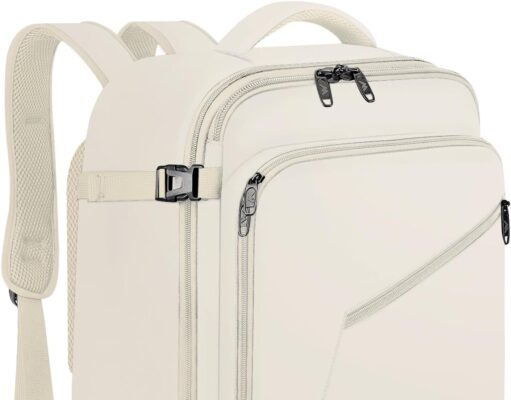 MATEIN Large Travel Backpack Women, Lightweight Carry on Backpack & Hidden Shoulder Straps, Waterproof Anti-Theft Backpacks for Flight, Expandable Hiking Weekend Backpacks, Travelling Gifts, Beige