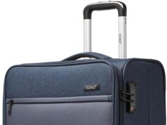 Kono Softside Expandable Checked Luggage with 4 Spinner Wheels, Drop Resistant Lightweight Suitcase, Checked-Medium 24 Inch Navy
