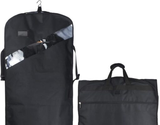 66” Tri-fold Extra Long Dress Garment Bag, Premium & Breathable Tear-resistant Hanging Suit Cover for Travel and Storage