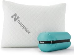 Small Shredded Memory Foam Pillow for Travel and Camping – Compressible Medium Firm Bed Pillow, Contoured Support, Breathable Cover, Machine Washable, Ideal Backpacking, Airplane and Car