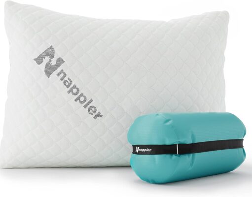 Small Shredded Memory Foam Pillow for Travel and Camping – Compressible Medium Firm Bed Pillow, Contoured Support, Breathable Cover, Machine Washable, Ideal Backpacking, Airplane and Car