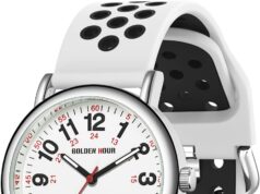 GOLDEN HOUR Waterproof Nurse Watch for Medical Professionals, Students Women Men – Military Time Luminouse Easy Read Dial, 24 Hour with Second Hand, Colorful Silicone Band